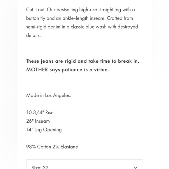 MOTHER SUPERIOR Tomcat Jeans Playing With Scissors Cropped Straight Leg 29 - Picture 15 of 16